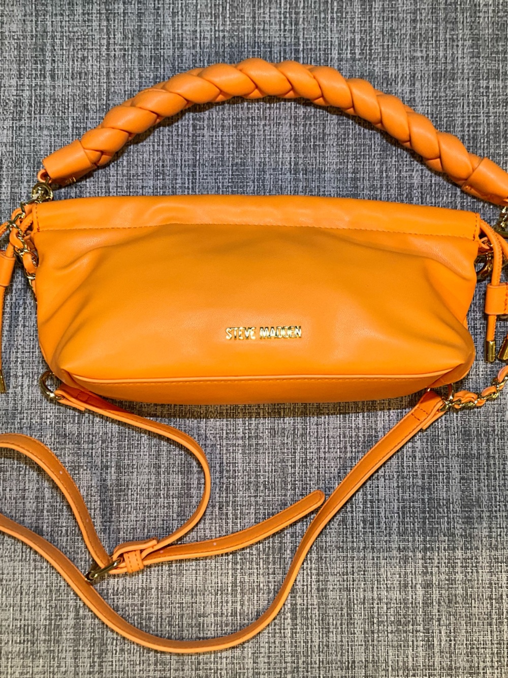 Steve Madden Tangerine Braided-Handle Leather Crossbody